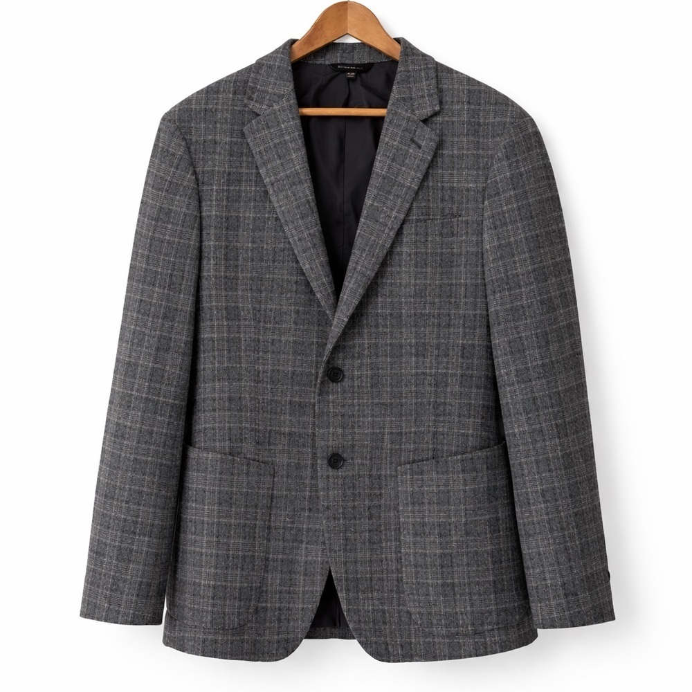 Banana Republic 44R Gray Plaid Wool Blend Blazer Sport Coat 44 Regular